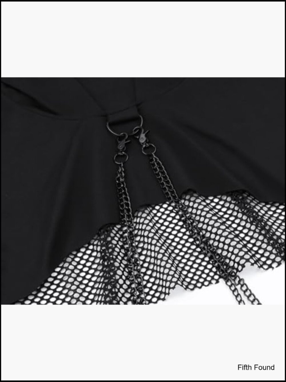 Fishnet Cropped Hoodie with Chain Long Sleeve Mesh Top Festival Rave Outfits - Picture 7 of 7